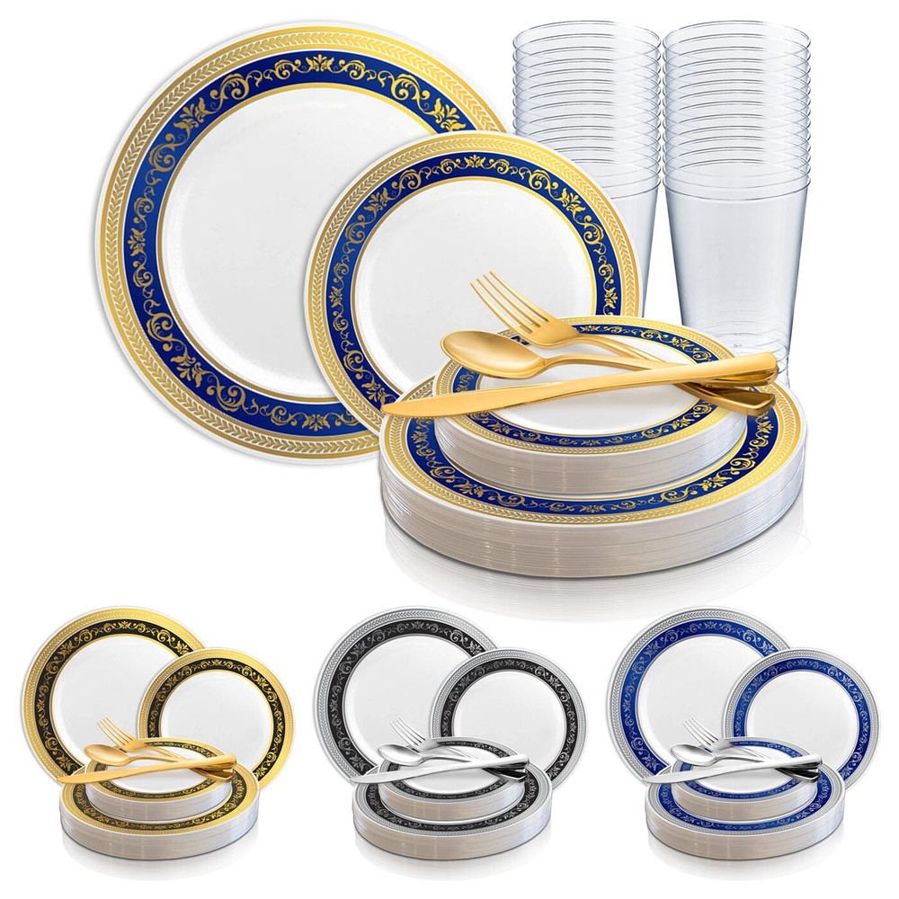 Elegant Mosaic Disposable Plastic Dinnerware Set for Weddings and Parties