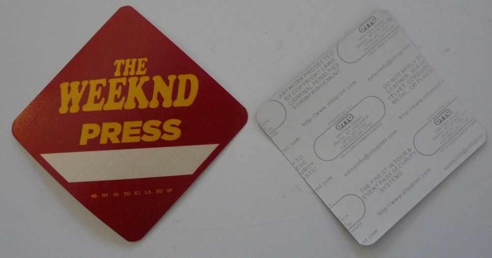 The Weeknd Concert Tour Red Press Backstage Pass D3