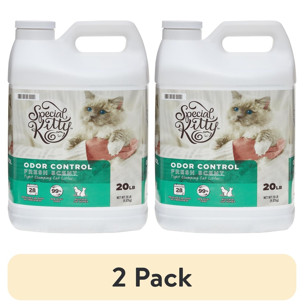 (2 pack) Special Kitty Scoopable Tight Clumping Cat Litter, Fresh Scent, 20 lb