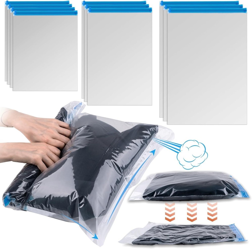 Compression Bags for Travel, 10 PCS Space Saver Bags, Hand Roll Vacuum Packing B