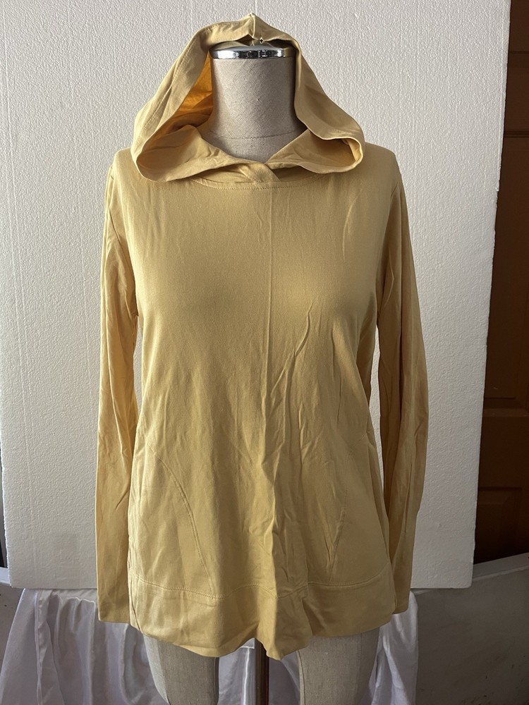 J Jill Luxe Supima Hoodie Women’s Size Medium Yellow Pullover Hooded Sweatshirt
