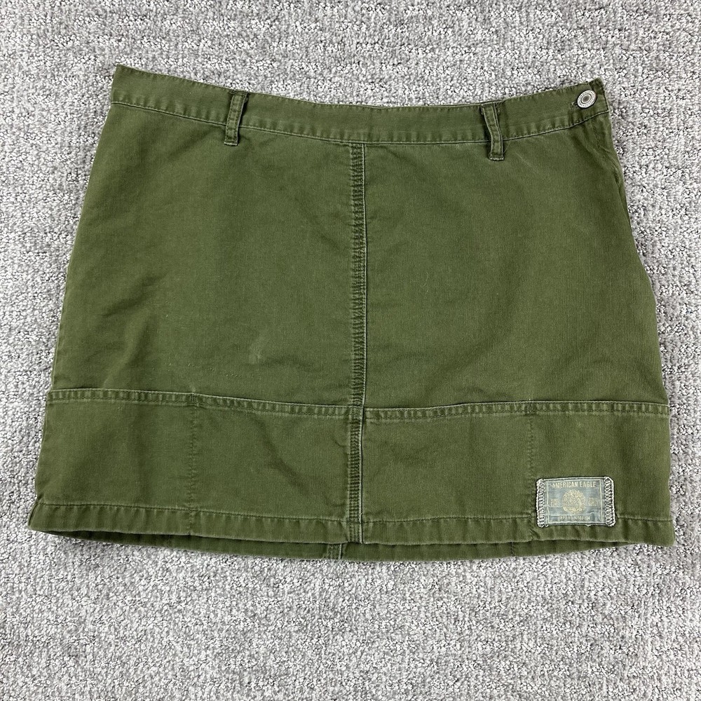 Vintage American Eagle Skirt Womens Twelve Mini Y2K 90s Retro Utility Green