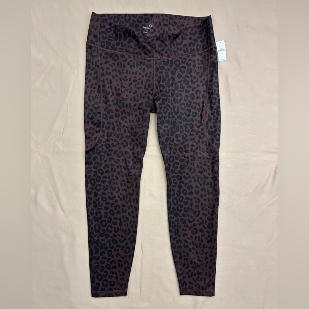 NWT GAP Fit Maternity Size Large Leopard Print Athletic 7/8 Length Leggings
