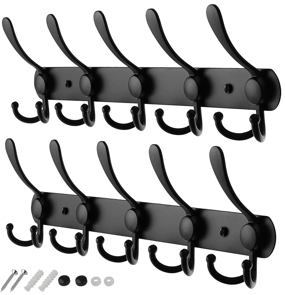 Stainless Steel Wall Mount Coat Rack 2-Pack Heavy Duty Hooks