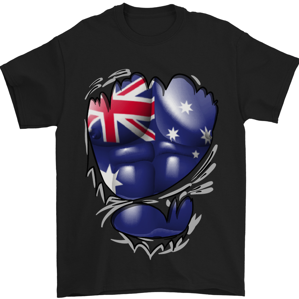Gym Australian Flag Muscles Australia Mens T-Shirt 100% Cotton