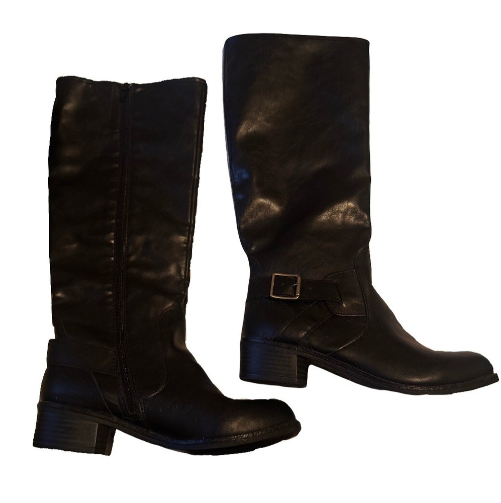 Arizona Boots Black size 8 Side Zipper and Buckle Faux Leather