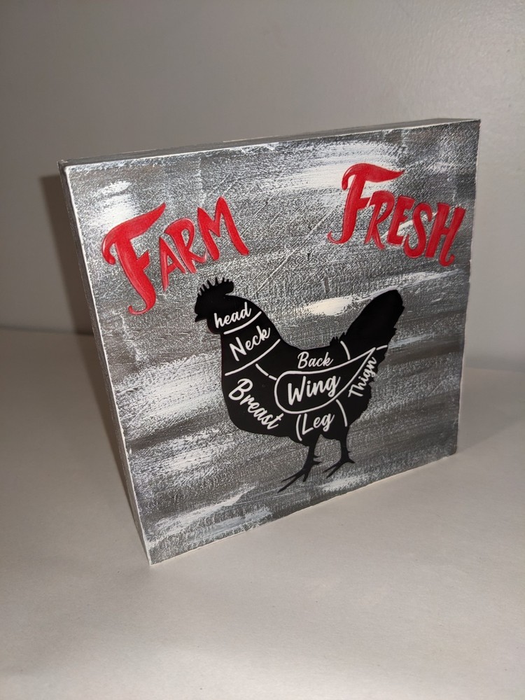 Farm Fresh Holstein Cow & Chicken Double-Sided Shelf Sign-image