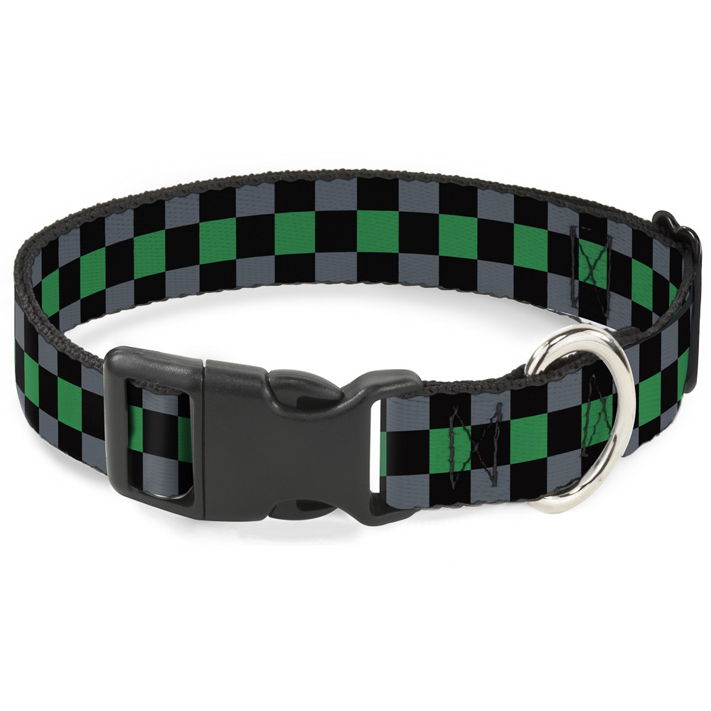 Plastic Clip Collar Checker Black/Gray/1 Green Large 15-24