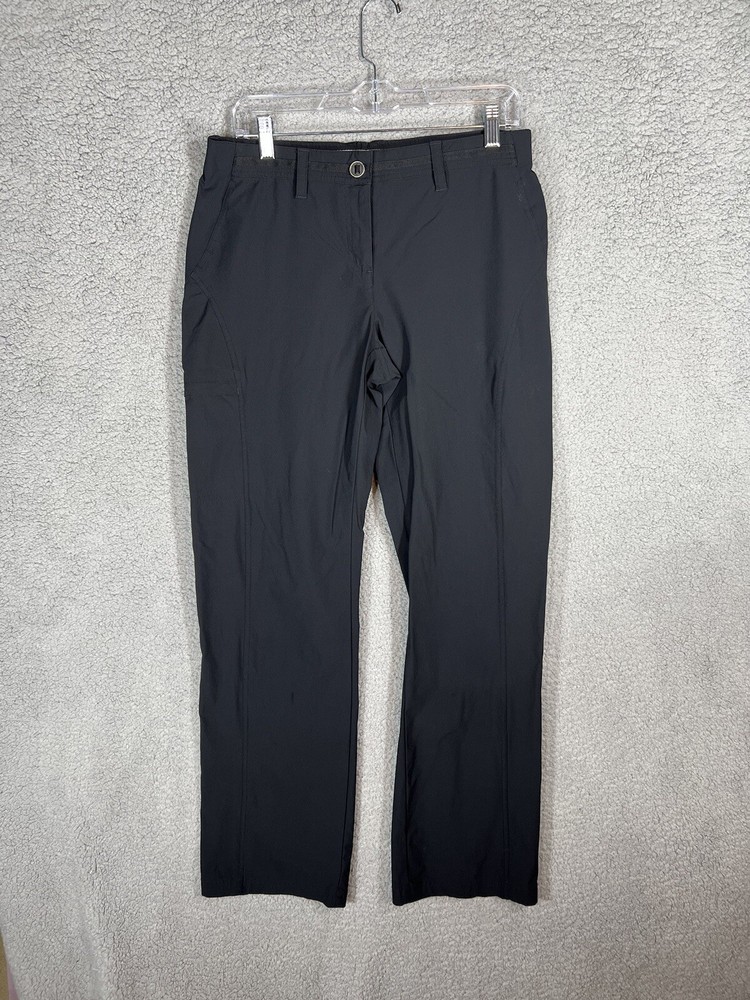ExOfficio Cargo Pants Womens 8 Black Nylon Golf Hiking Zip Pockets Elastic Waist