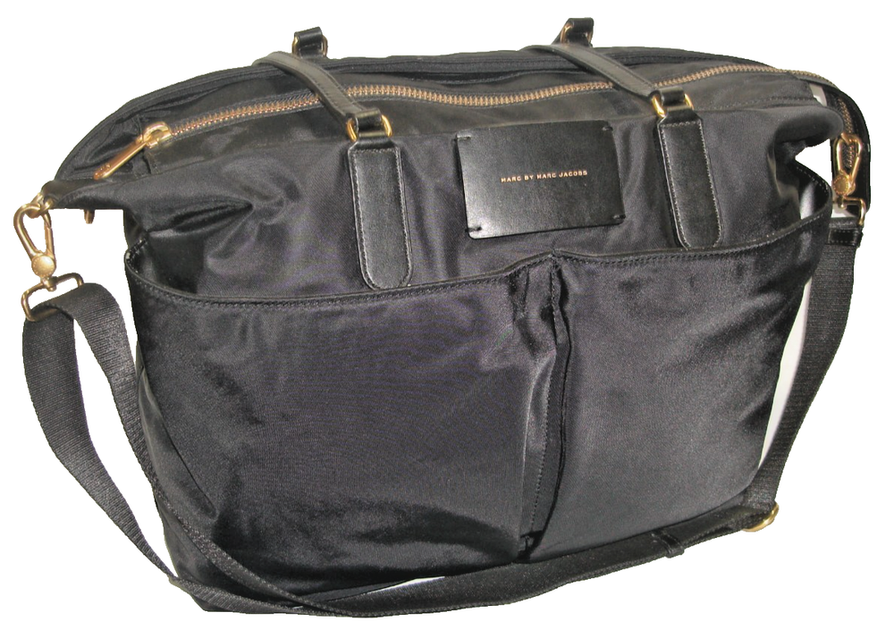 Marc by Marc Jacobs Black Nylon Leather Straps/Trim Duffle Shoulder Bag Nr MINT!