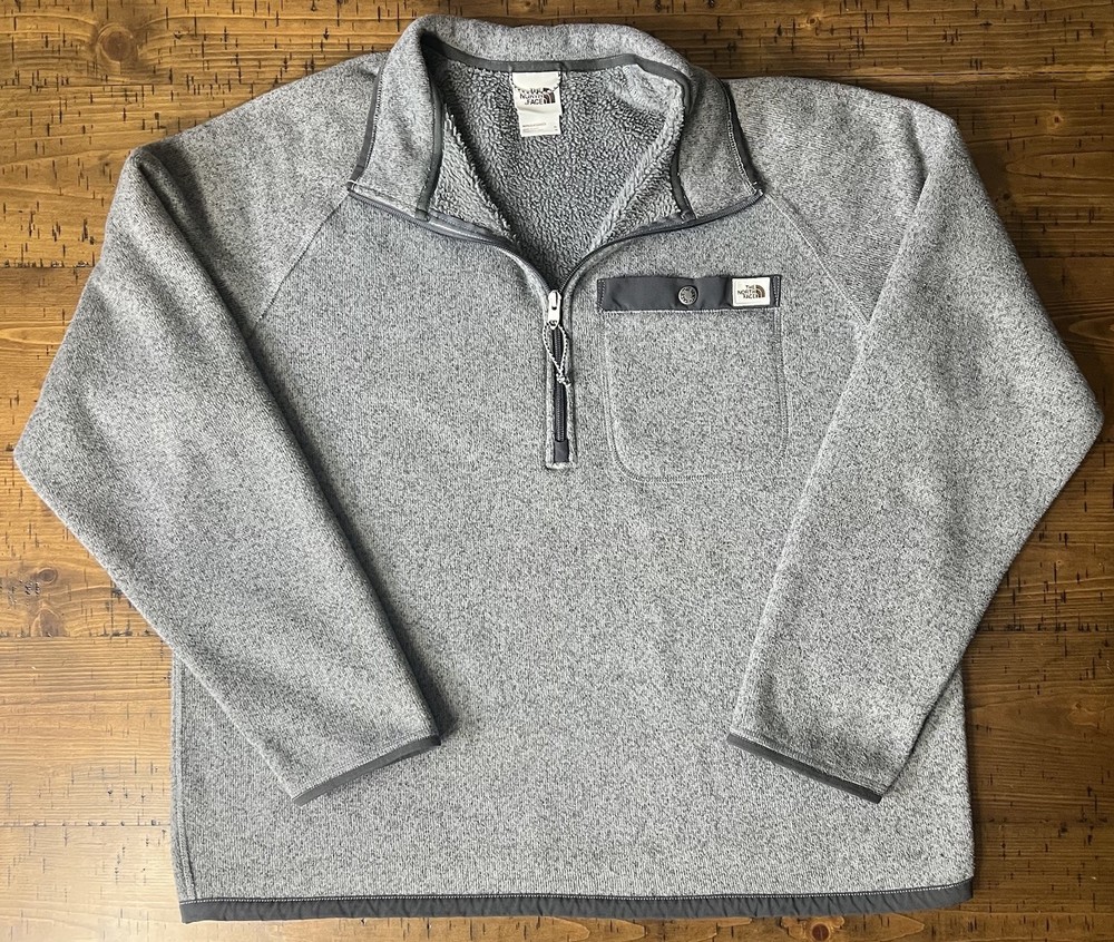 The North Face Men's XL Gray Gordon Lyons 1/4 Zip Fleece Pullover