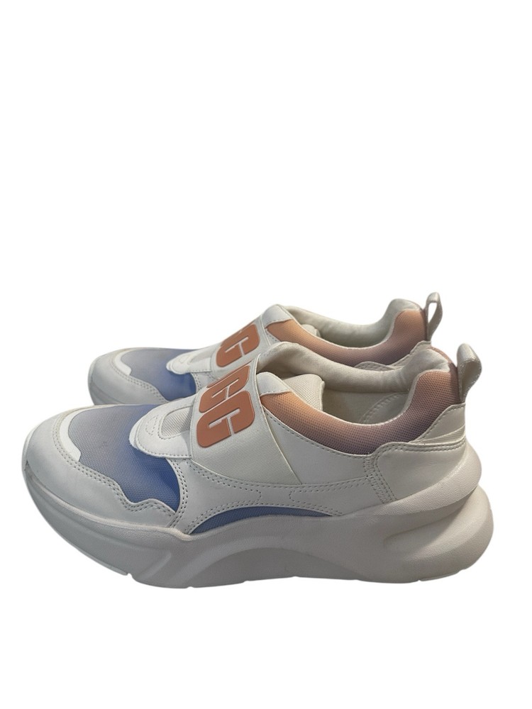 UGG La Flex Women’s 6.5 Slip-On Chunky  Sneakers White Blue Peach Logo