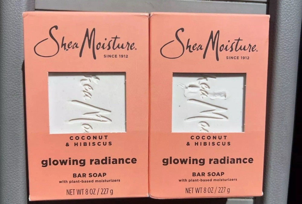 Lot of 2 Shea Moisture Coconut & Hibiscus Shea Butter Bar Soap Dull Skin 8 oz ea