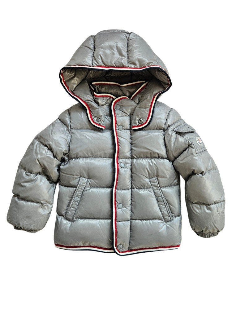 Moncler Grey Striped Bubbles Hooded Jacket for Kids
