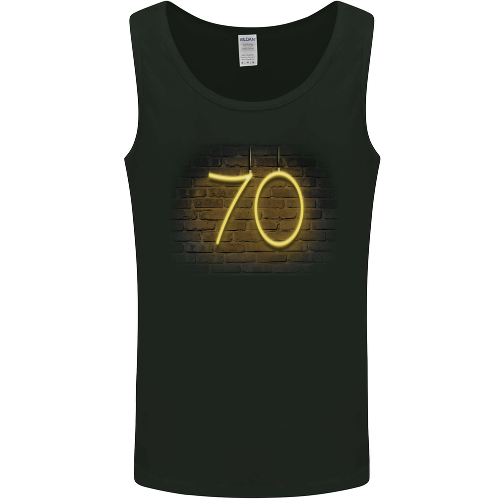 70th Birthday Neon Lights 70 Year Old Mens Vest Tank Top