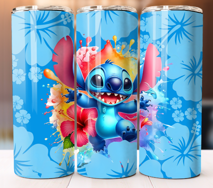 Stitch Tumbler 20oz Mug Cup w/ Lid Straw Stainless