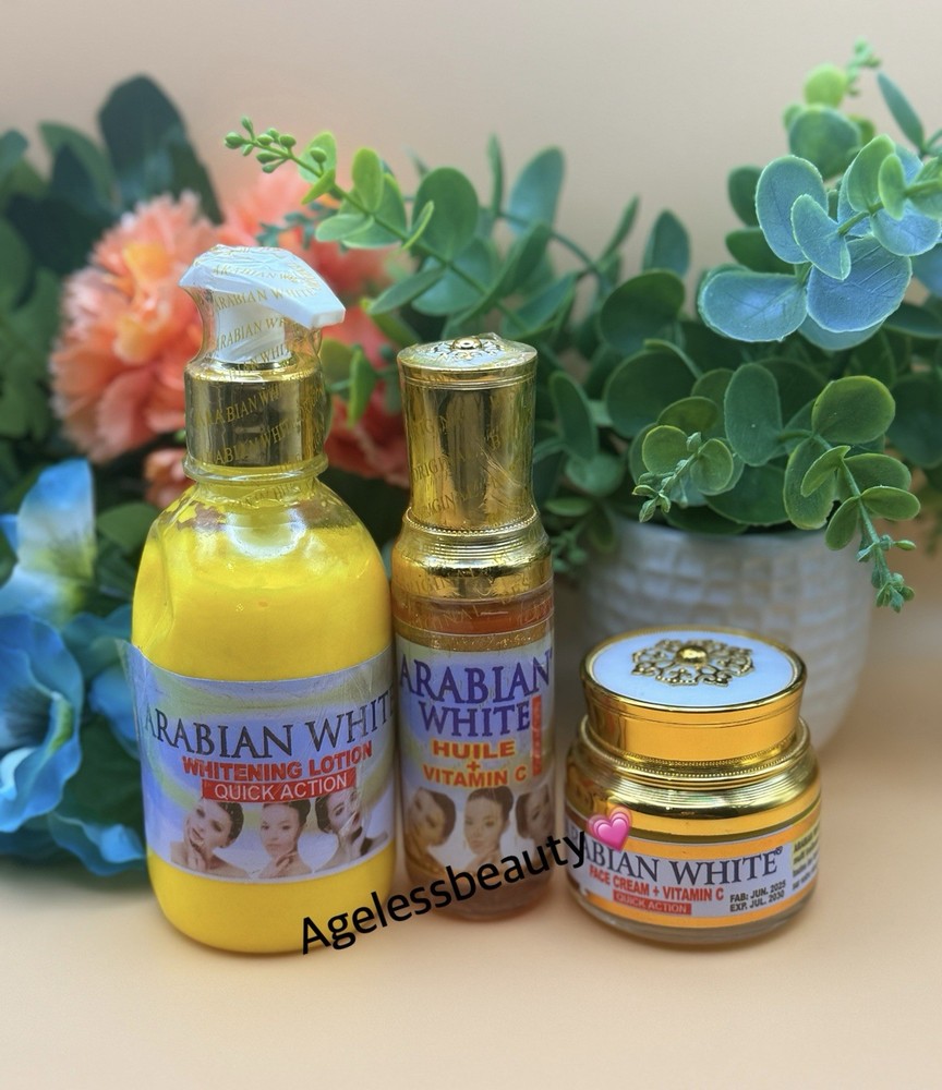 Arabian White Lotion Body Oil & Face Cream Quick Action 3pc Set 💯 Original