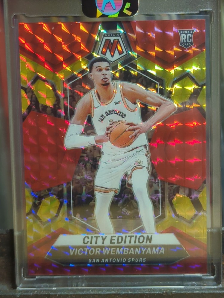 Victor Wembanyama 2023-24 Panini Mosaic Red Yellow Fusion City Edition 56/75 RC