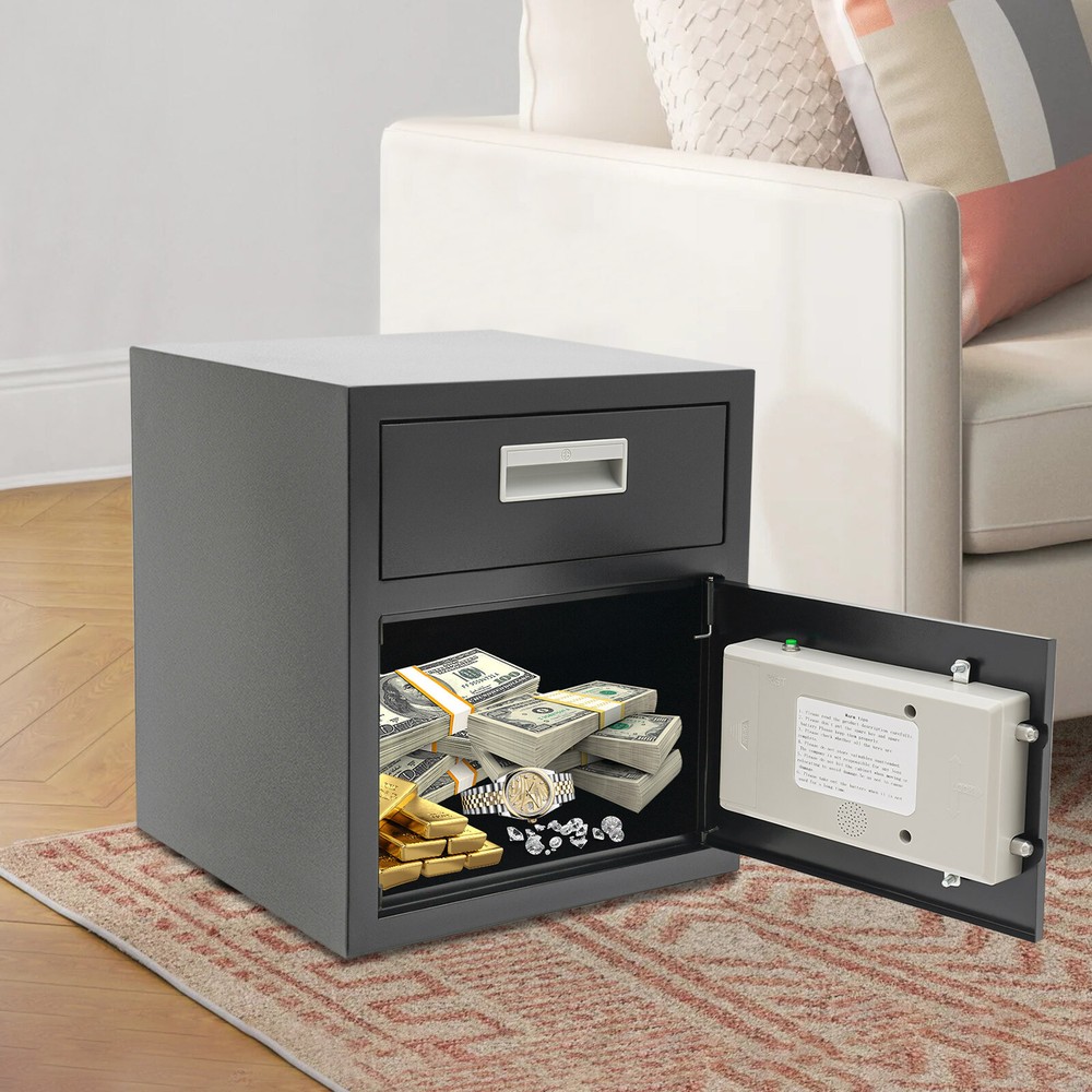 0.64ft³ Black Money & Mail Drop Box with Keys for Secure Cash Deposits