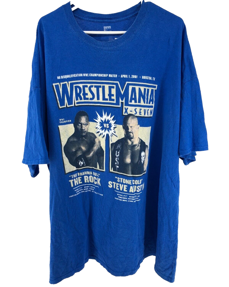 WWE Authentic The Rock vs Stone Cold Steve Austin T-Shirt Men's Size 4XL