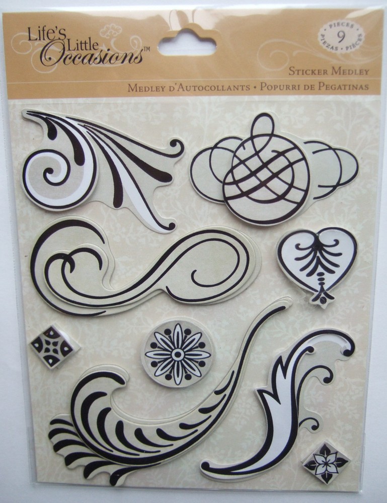 SCROLL & ORNAMENT BLACK Sticker Medley by K & Co for Life's Little Occasions