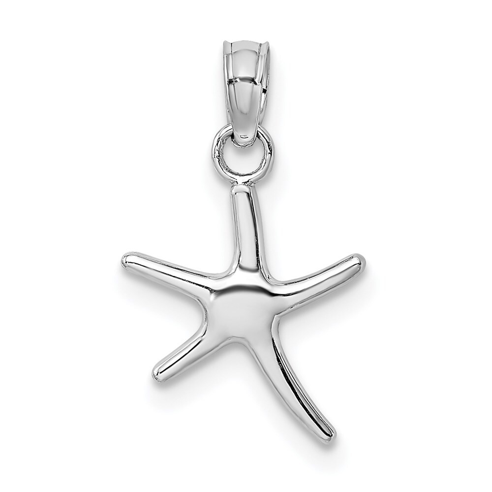 14k White Gold Polished Mini Dancing Starfish Charm Pendant 0.6gm L-17mm