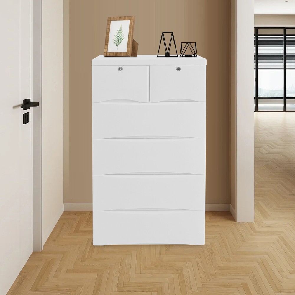 6 Drawer Dresser Drawer Chest Mobile Storage Cabinet Office Organizer on wheels