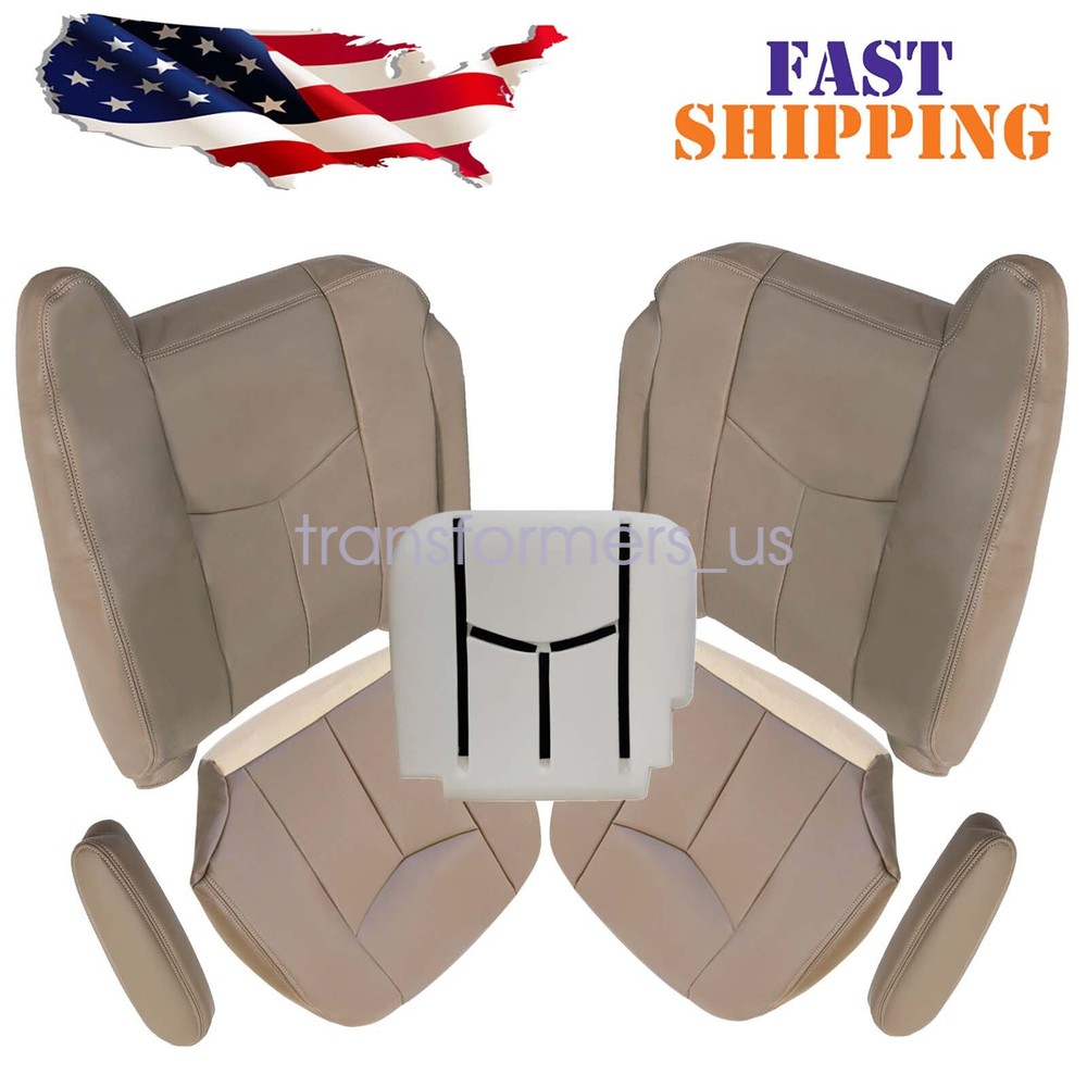 Front Leather Seat Cover & Foam For 2003-06 Chevy Silverado Avalanche GMC Sierra