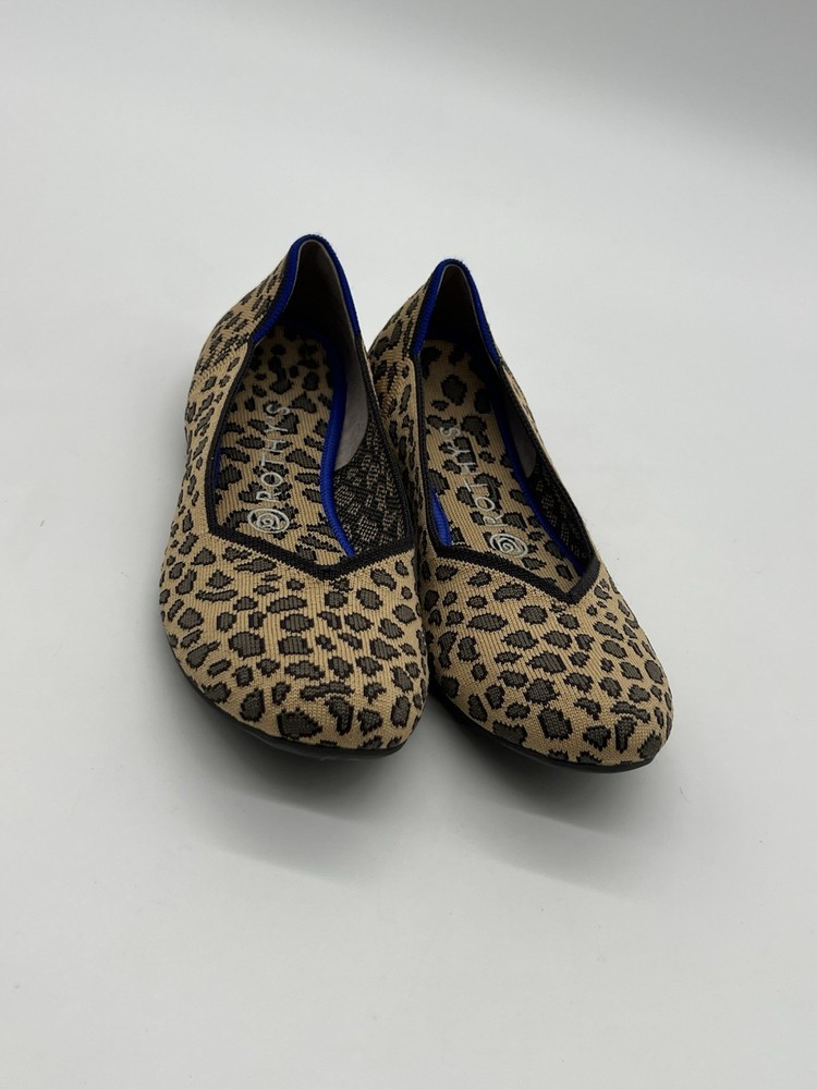 Rothy’s The Flat Round Toe Women’s 8.5 Spotted Leopard Print Ballet Flats Shoes