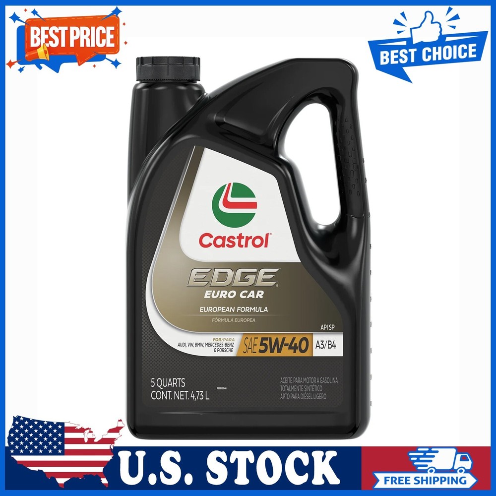 Castrol EDGE Euro 5W-40 A3/B4 Advanced Full Synthetic Motor Oil, 5 Quarts