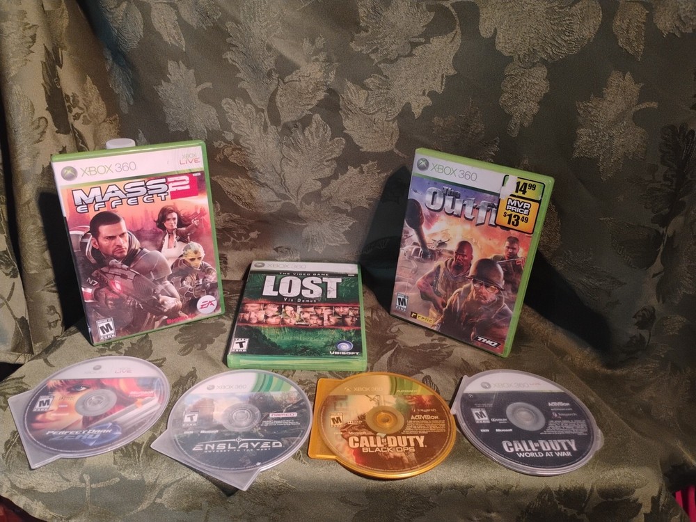 Lot Of 7 Xbox 360 Games Mass Effect The Outfit Perfect Dark Call Of Duty Tested