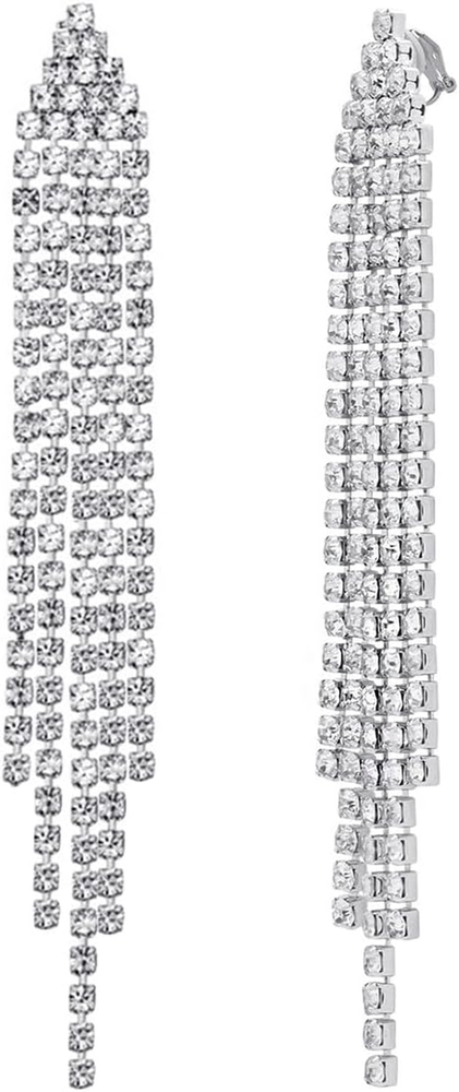 Chandelier Tassel Dangle Linear Drop Earrings Party Jewelry Clear Austrian Cryst