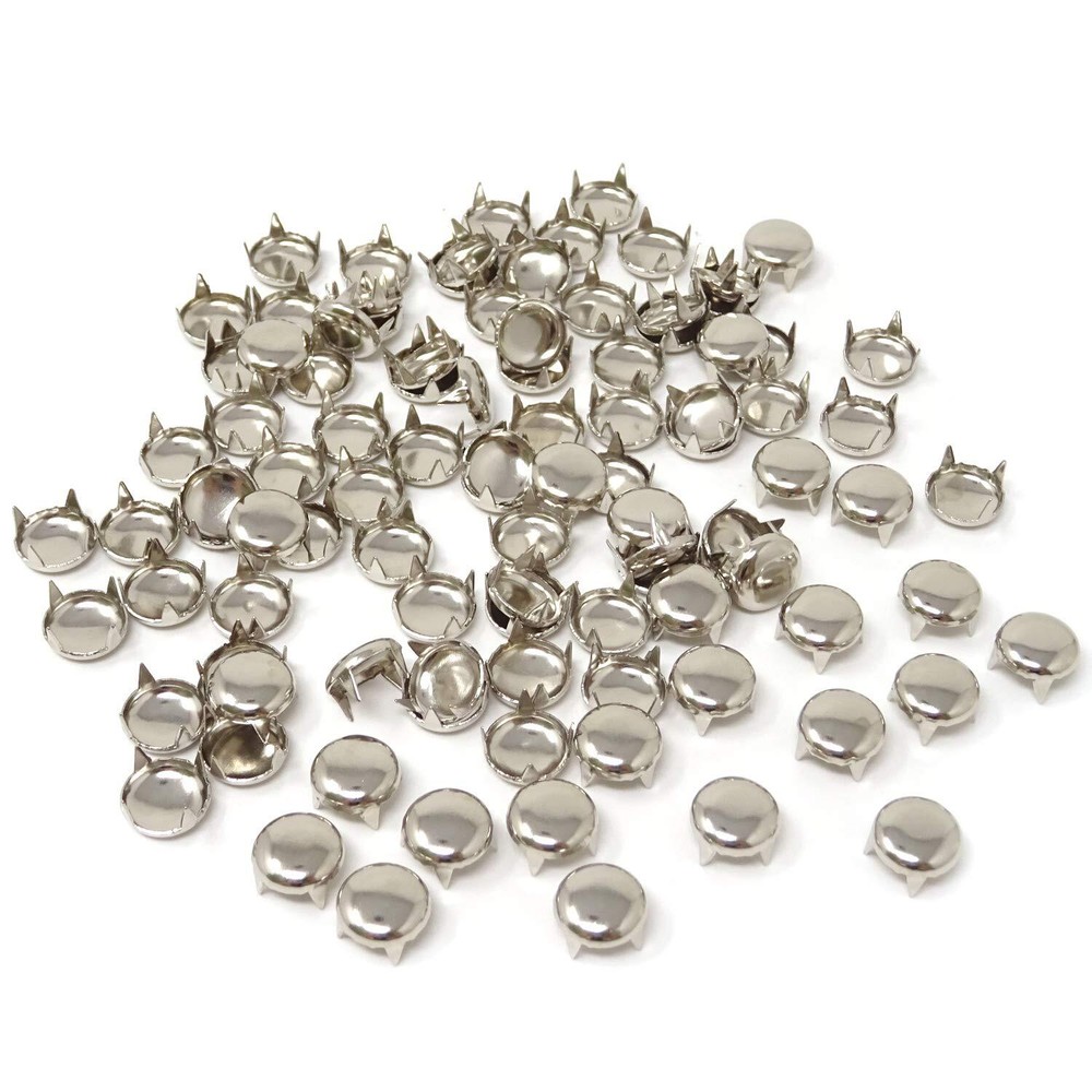 100PCS 9mm Nailheads DIY Round Punk Rivets Dome Metal Studs (Silver)