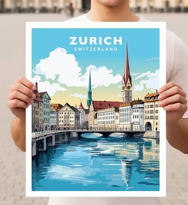 Zurich Switzerland Travel Wall Art Poster Print