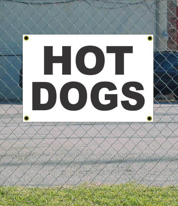 2x3 Hot Dogs Black & White Banner Sign New Discount Size and Price with Free Shipping