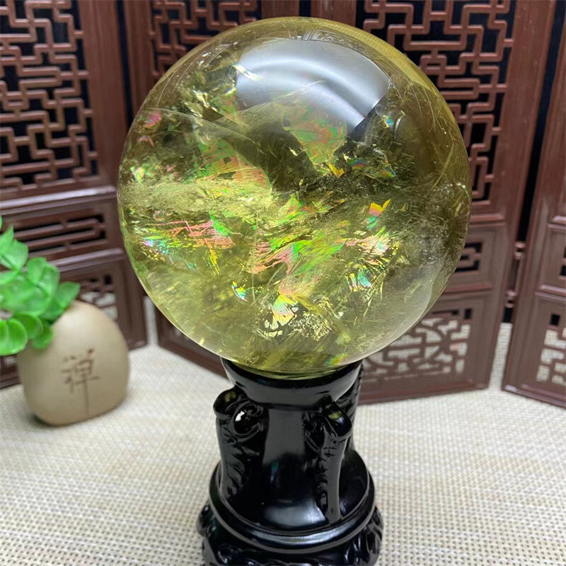 2LB Natural Citrine Quartz Crystal Ball Sphere for Reiki Healing Energy Repair and Meditation Aid