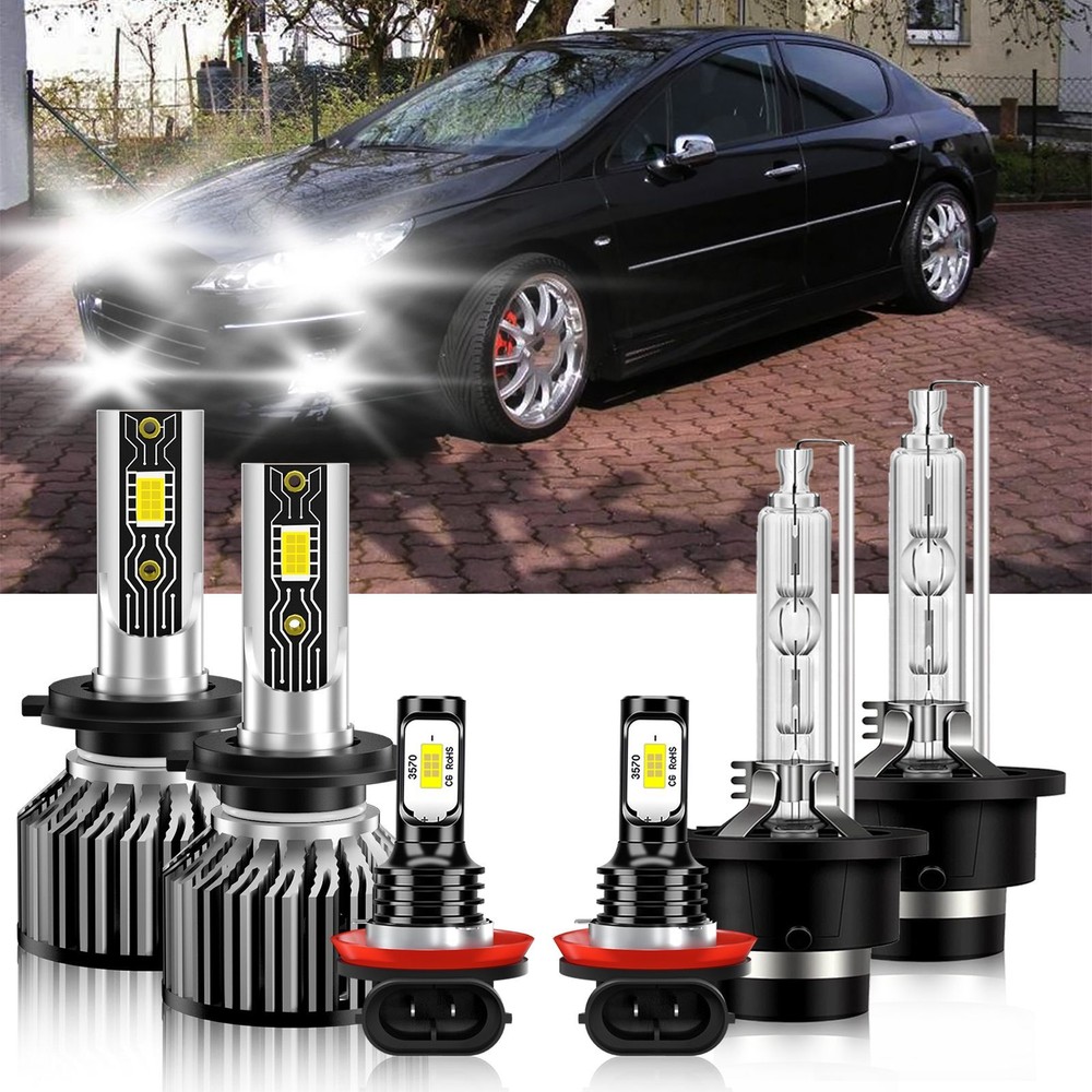 For Peugeot 407 2006-2009 Combo LED Headlight High Low Beam Fog Light Bulbs