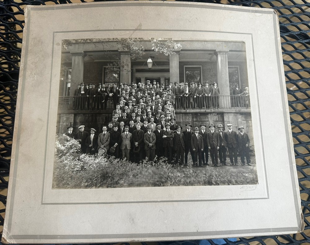 Antique 1900s  Group Photo 100 MEN Large 12 x 14