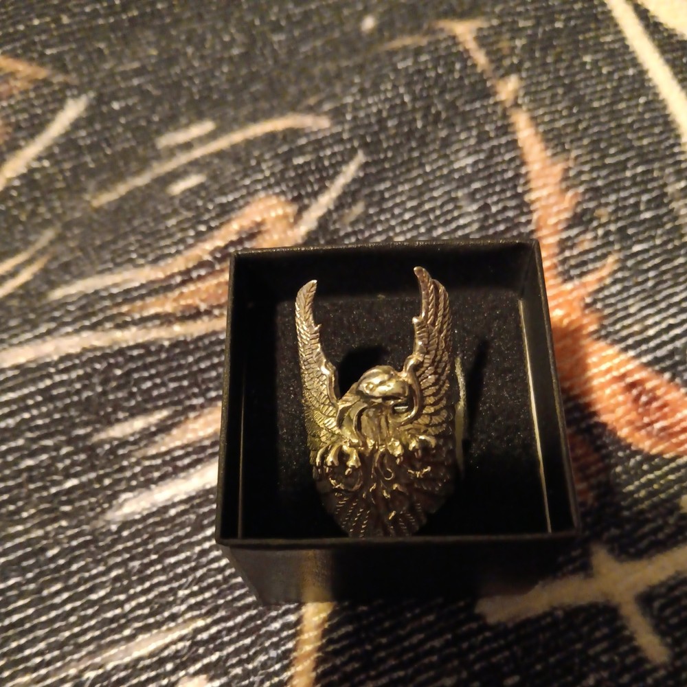 Sterling Silver Flying Eagle Biker Knuckle Ring 925 Size 6 Vintage Heavy