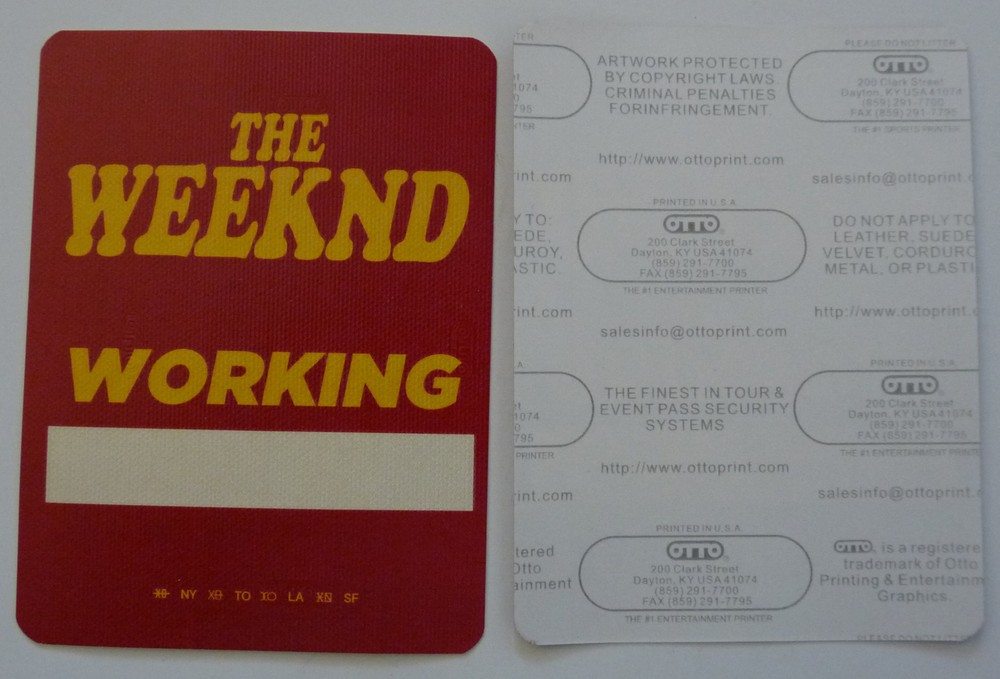 The Weeknd Concert Tour Red Working Backstage Pass D3