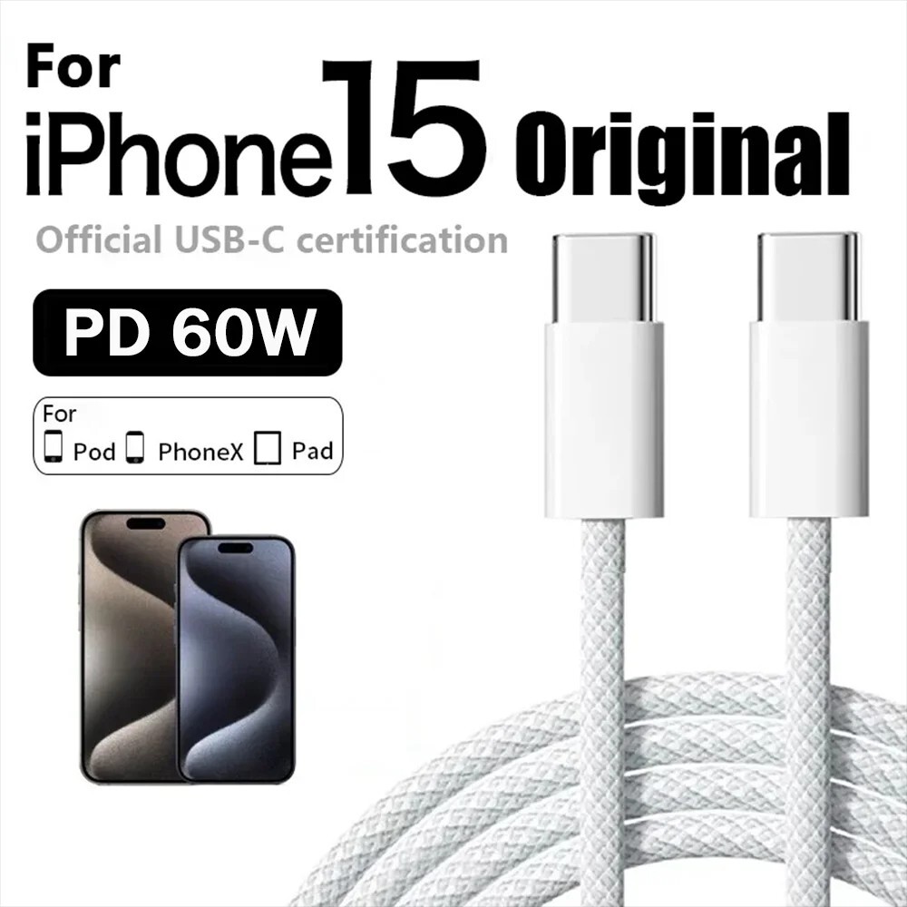 Original 60W Fast Charger Type C Cable For Apple iPhone 15/16 Samsung Galaxy S24