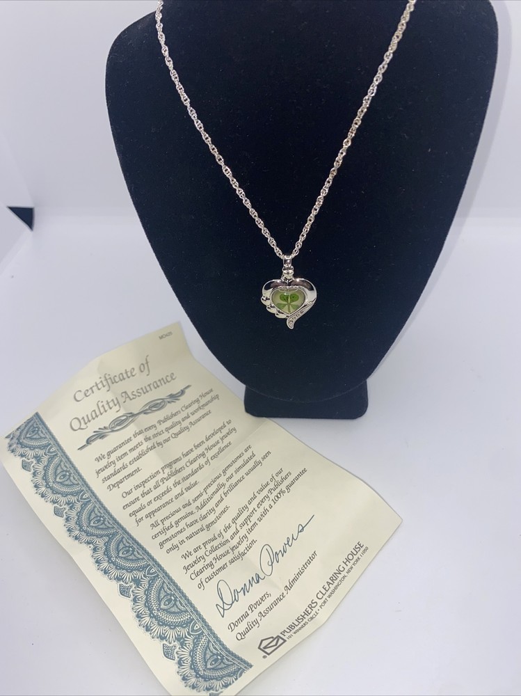 Vintage Estate Silver Tone Green Clover 21 Inch Necklace PCH Style