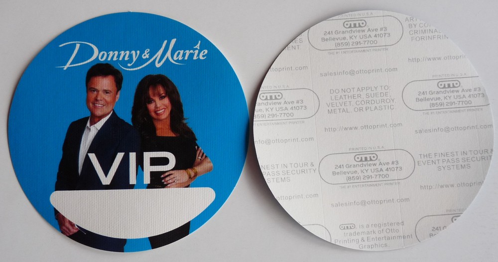 Donny & Marie 2000 Concert Tour Blue VIP Backstage Pass D21