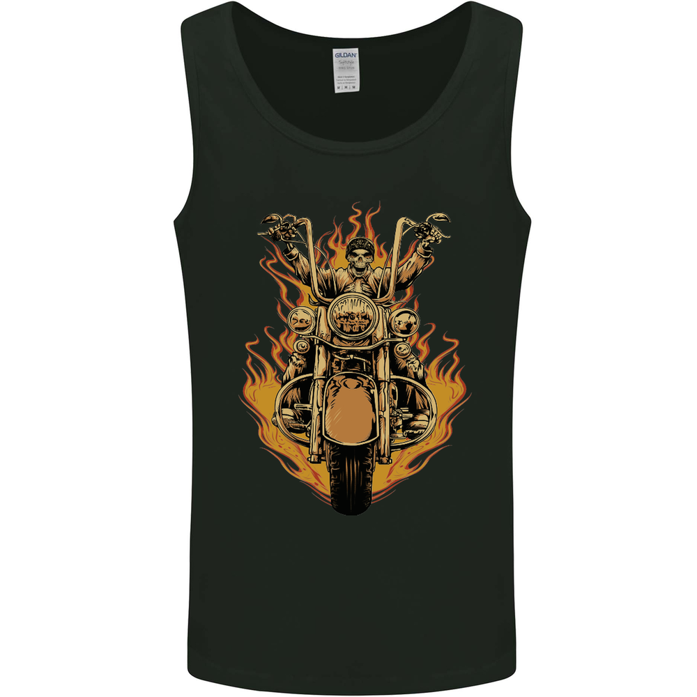 Skeleton Motorcycle Rider Mens Vest Tank Top