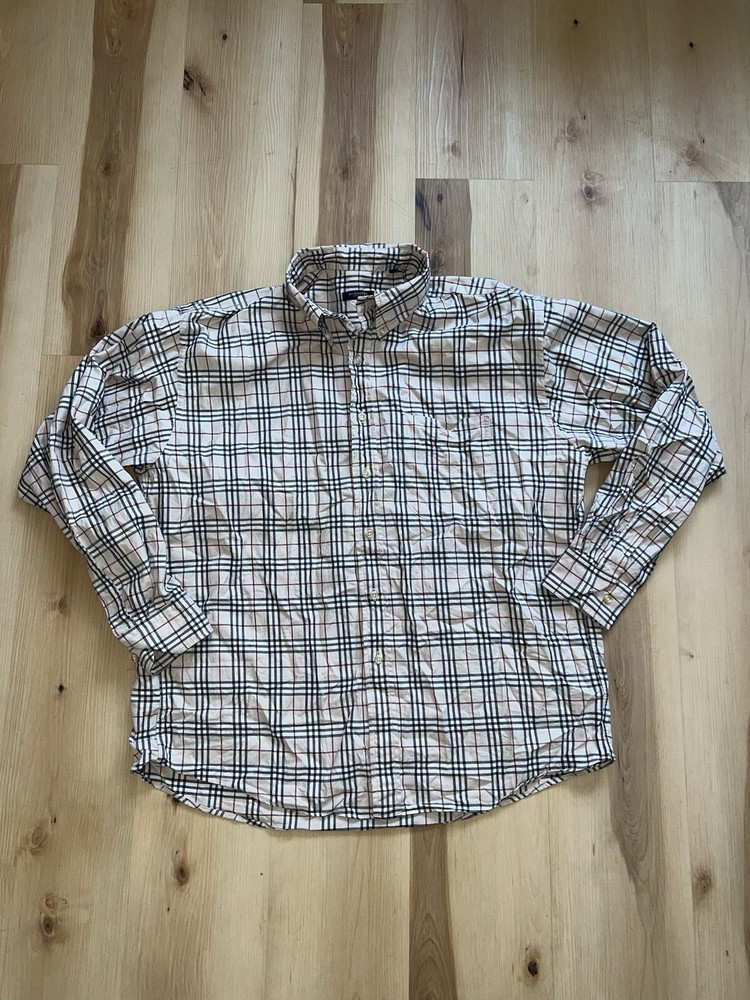 Burberry London Men’s XL Nova Check Plaid Button Up Shirt Made In USA