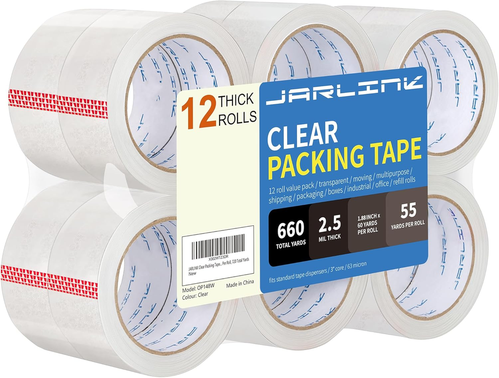 1.88 Inch Wide Heavy Duty Clear Packing Tape 55 Yards Per Roll for Secure Durable Packaging New