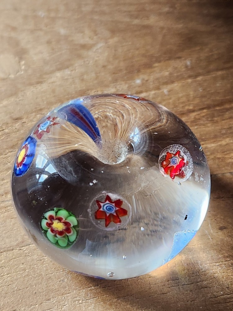 Vintage Murano Style Millefiori Glass Incense Holder Paperweight
