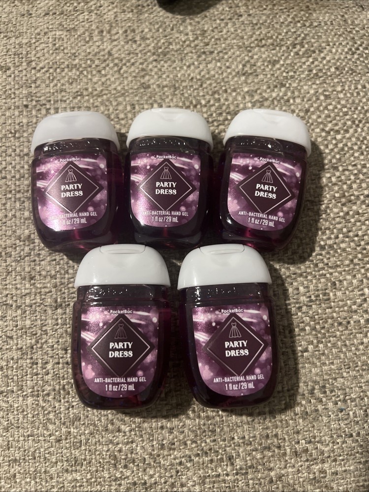 Bath & Body Works LOT 5 Party Dress PocketBac Anti-Bacterial Sanitizer Gel 1 oz