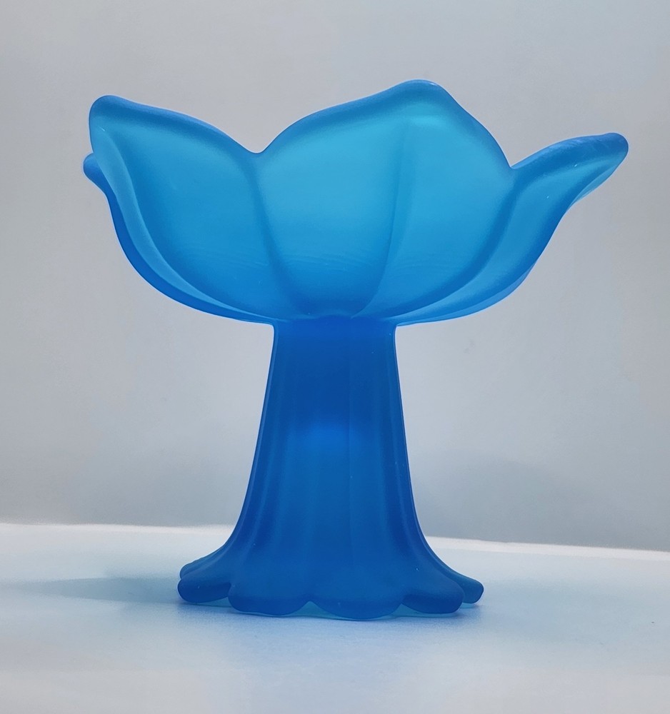 Westmoreland Frosted Satin Blue Glass Pedestal Compote Bowl