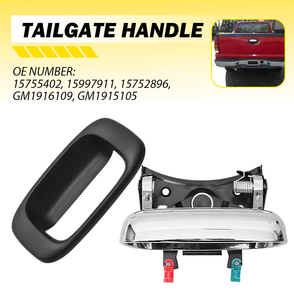 Rear Tailgate Handle Chrome W/ Bezel Fits 1999-2007 Silverado Chevy GMC Sierra
